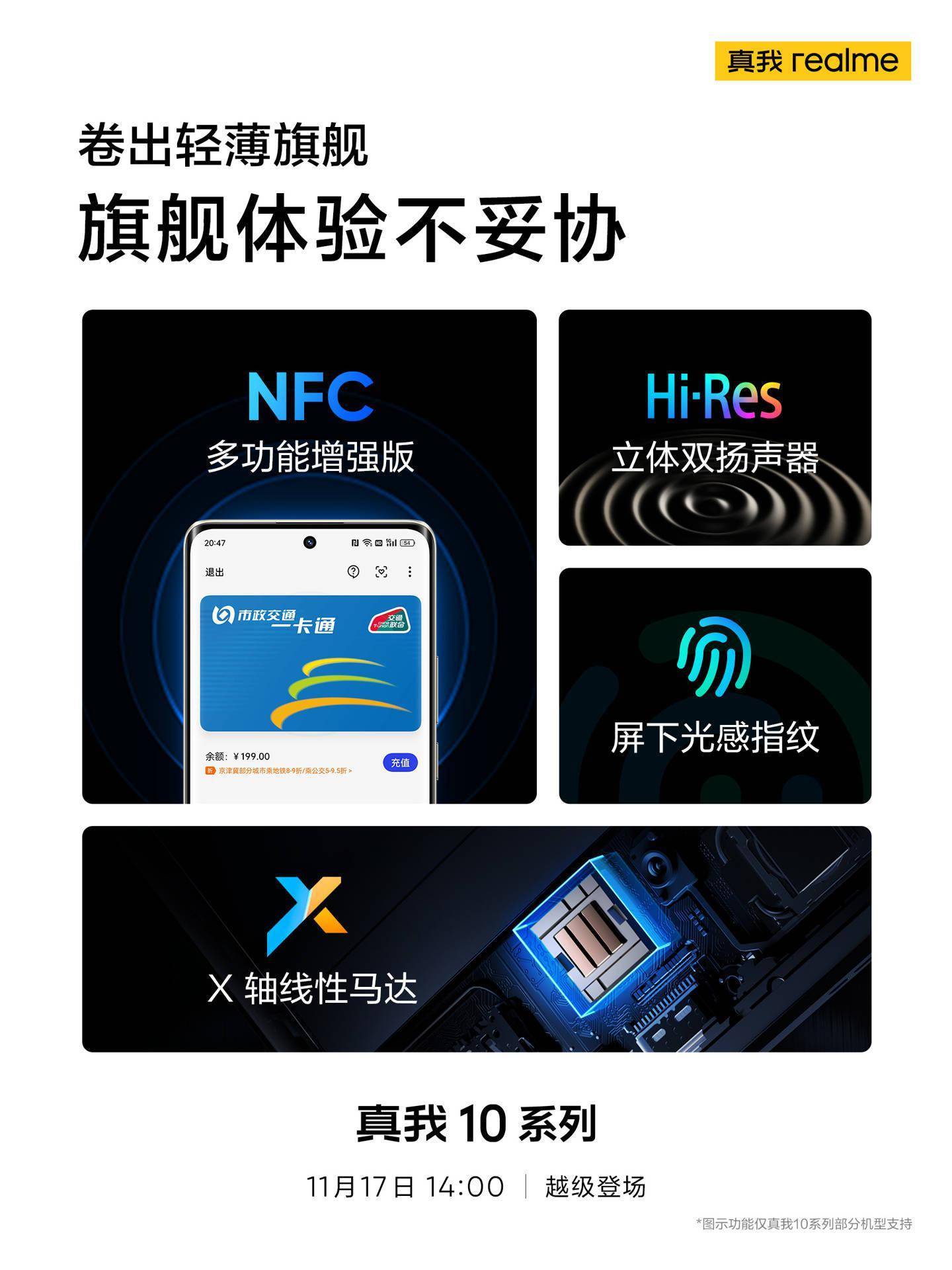 华为手机扬声器感应
:realme真我10/Pro系列支持多功能增强版NFC，搭载屏下光感指纹